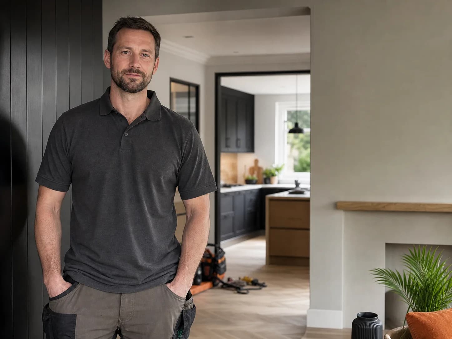 An independent property-services professional in a freshly finished home